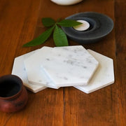 POSAVASO HEXAGONAL MÁRMOL BLANCO