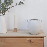 JARRÓN PAPEL MACHÉ CON ASAS BLANCO