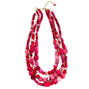 COLLAR TELA TRIPLE SIMPLE FUCSIA