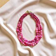 COLLAR TELA TRIPLE SIMPLE FUCSIA