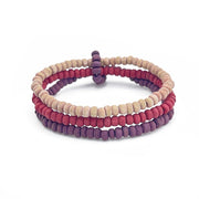 PULSERA MADERA TRIPLE MORADA