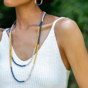 COLLAR XL MADERA AZUL/AMARILLO