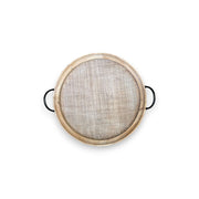BANDEJA DE MADERA Y TEJIDO REDONDA S