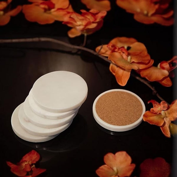 POSAVASOS REDONDOS MÁRMOL BLANCO