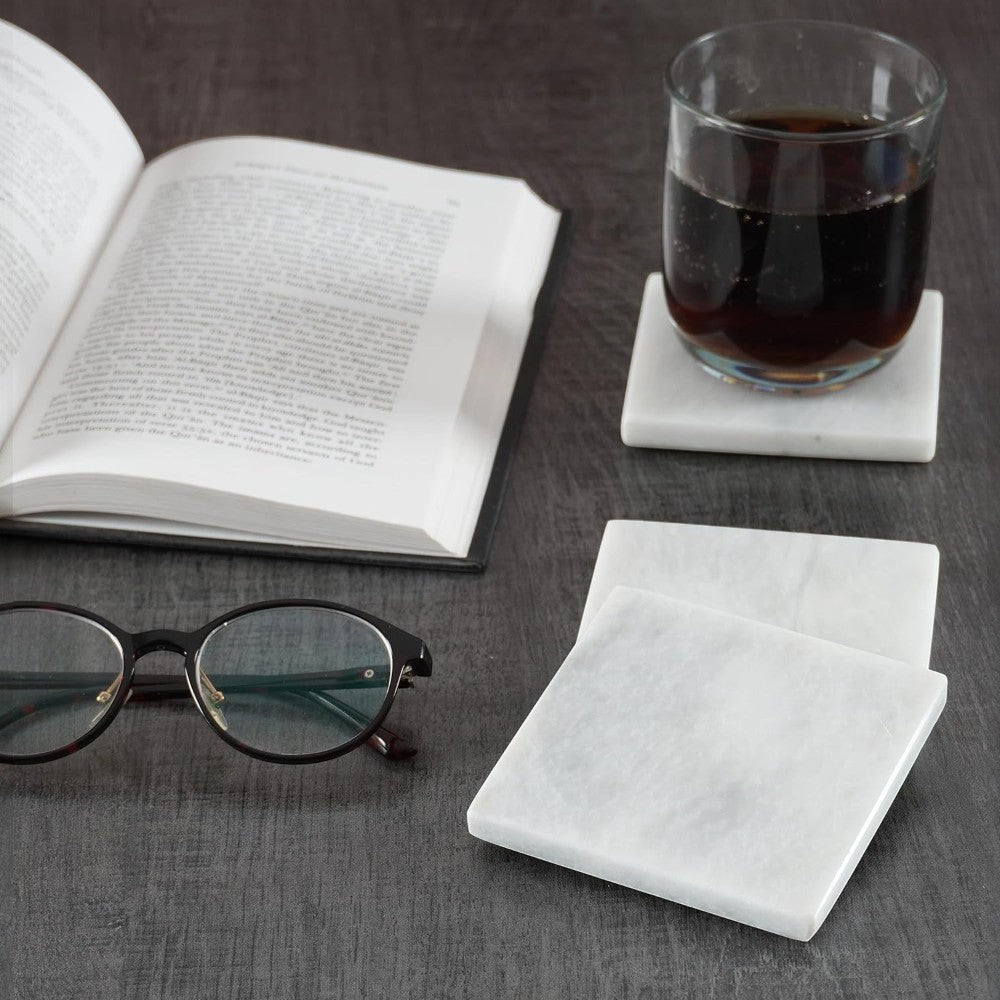 POSAVASO CUADRADO MÁRMOL BLANCO