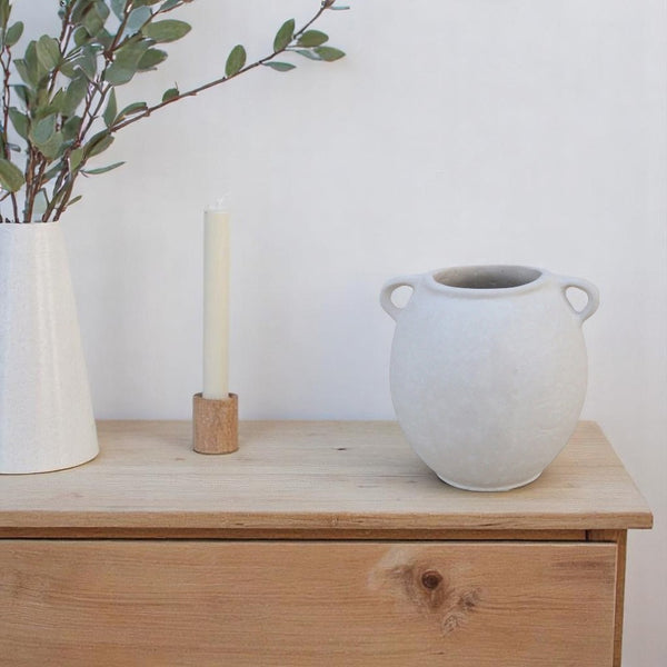 JARRÓN PAPEL MACHÉ CON ASAS BLANCO