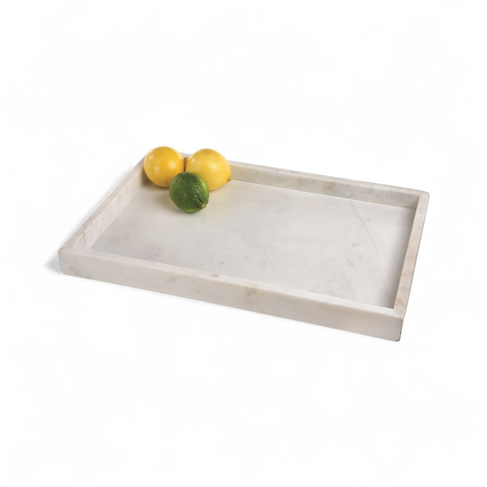 BANDEJA RECTANGULAR DE MÁRMOL BLANCO L