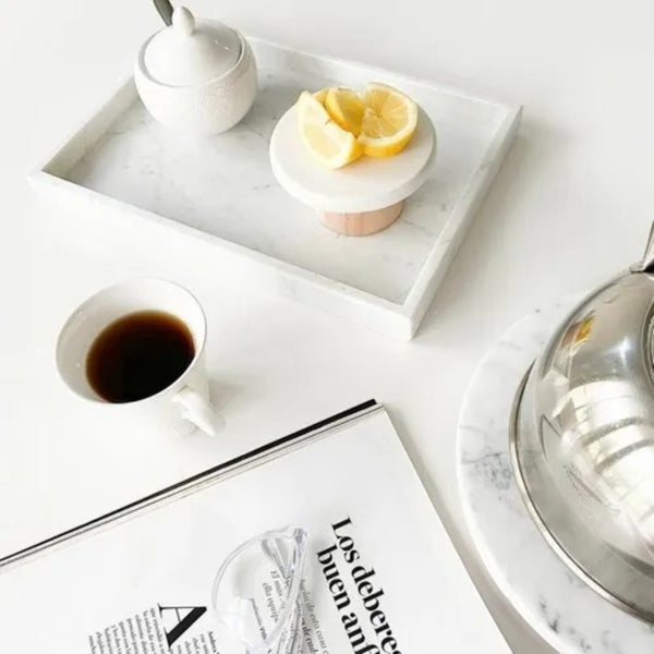 BANDEJA RECTANGULAR DE MÁRMOL BLANCO M