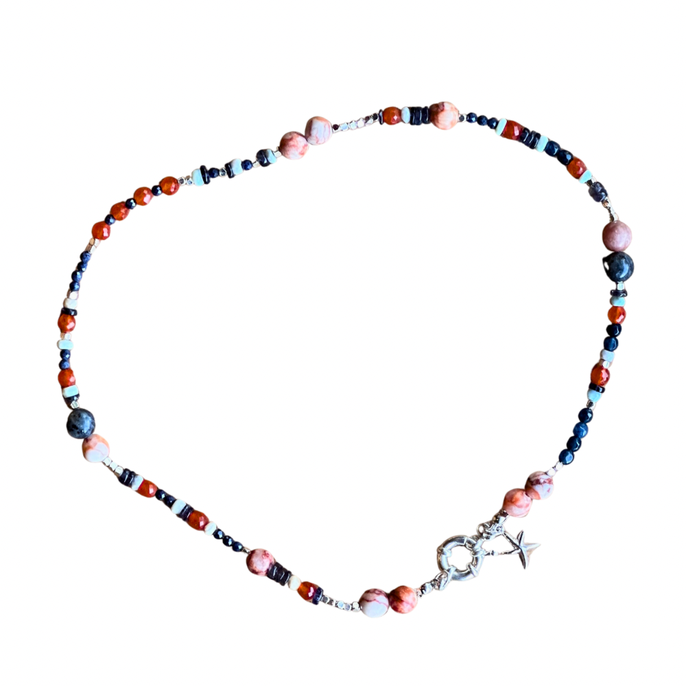 COLLAR NARCISO CORTO AZUL/NARANJO