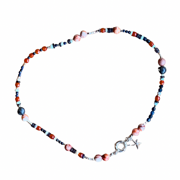 COLLAR NARCISO CORTO AZUL/NARANJO