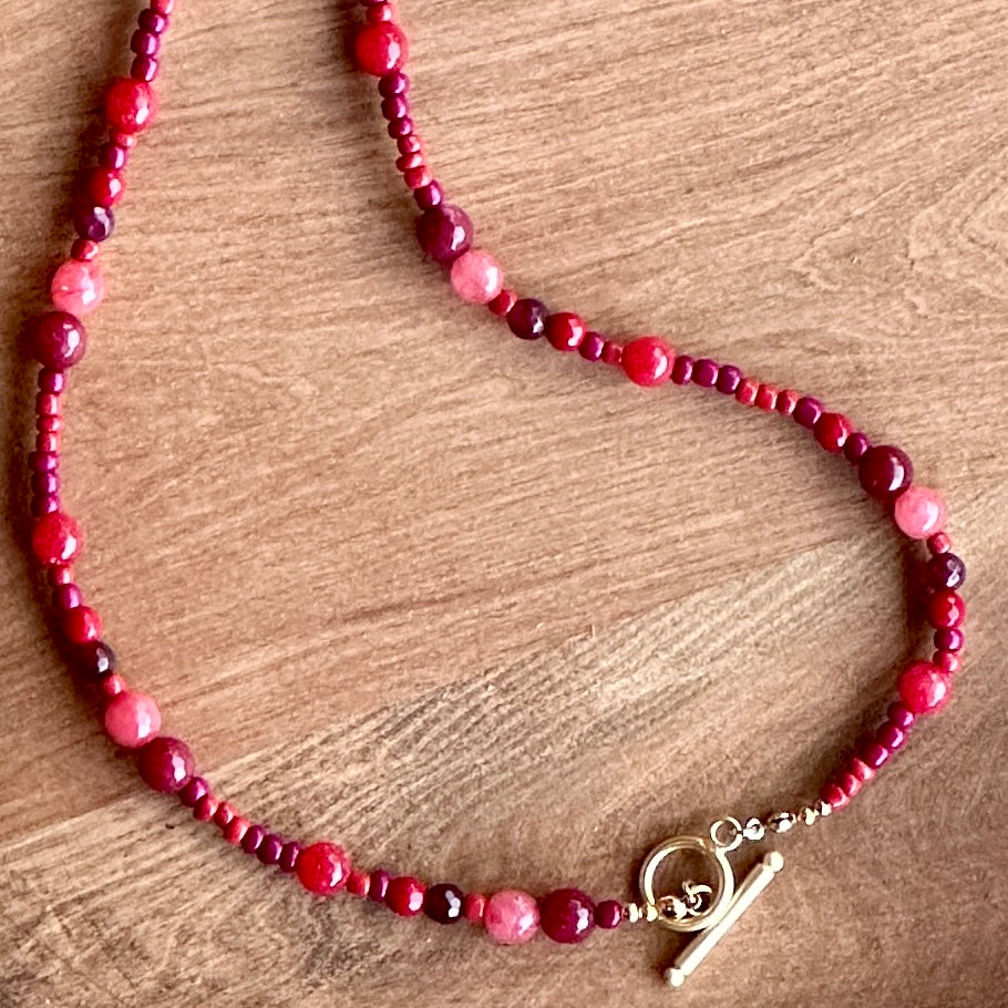 COLLAR DALIA LARGO ROSADO