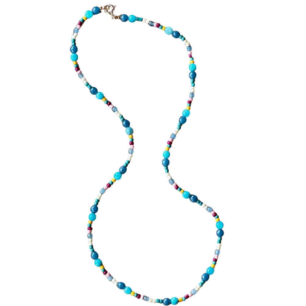 COLLAR NARCISO LARGO CELESTE MULTICOLOR