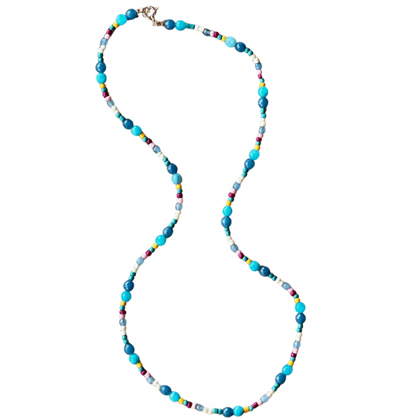 COLLAR NARCISO LARGO CELESTE MULTICOLOR