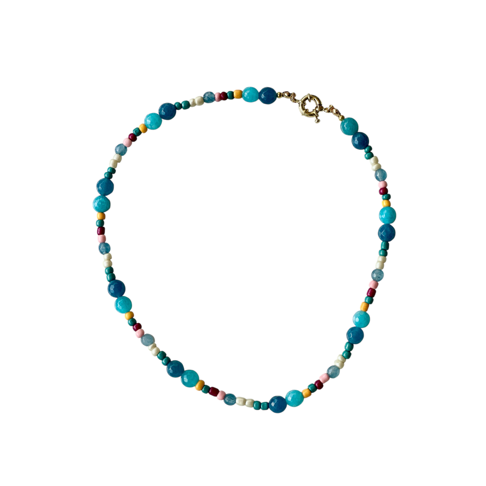 COLLAR NARCISO CORTO CELESTE MULTICOLOR