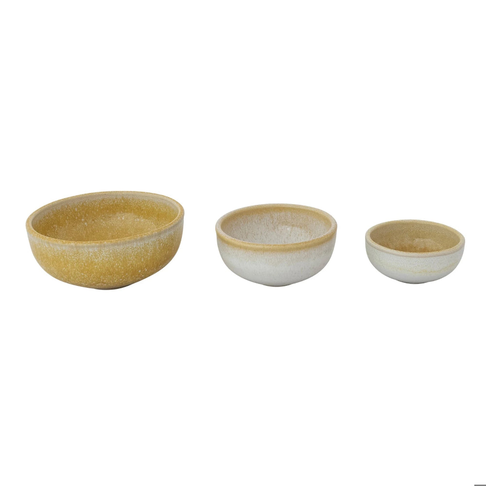 CUENCO DE GRES AMARILLO Y CREMA
