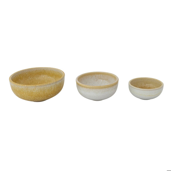 CUENCO DE GRES AMARILLO Y CREMA