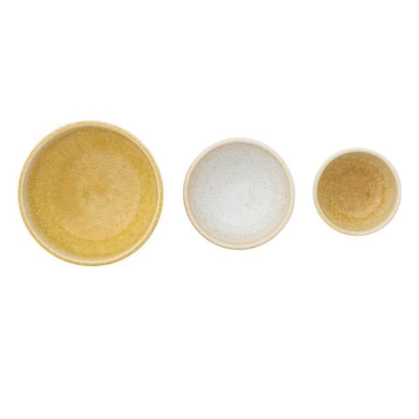 CUENCO DE GRES AMARILLO Y CREMA
