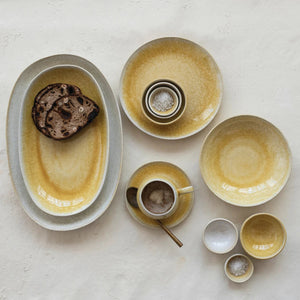 CUENCO DE GRES AMARILLO Y CREMA