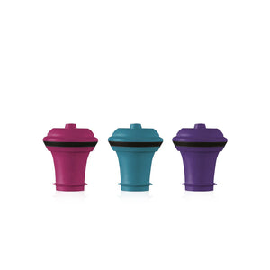 SET 3 TAPONES DE VACÍO PARA VINO COLORES