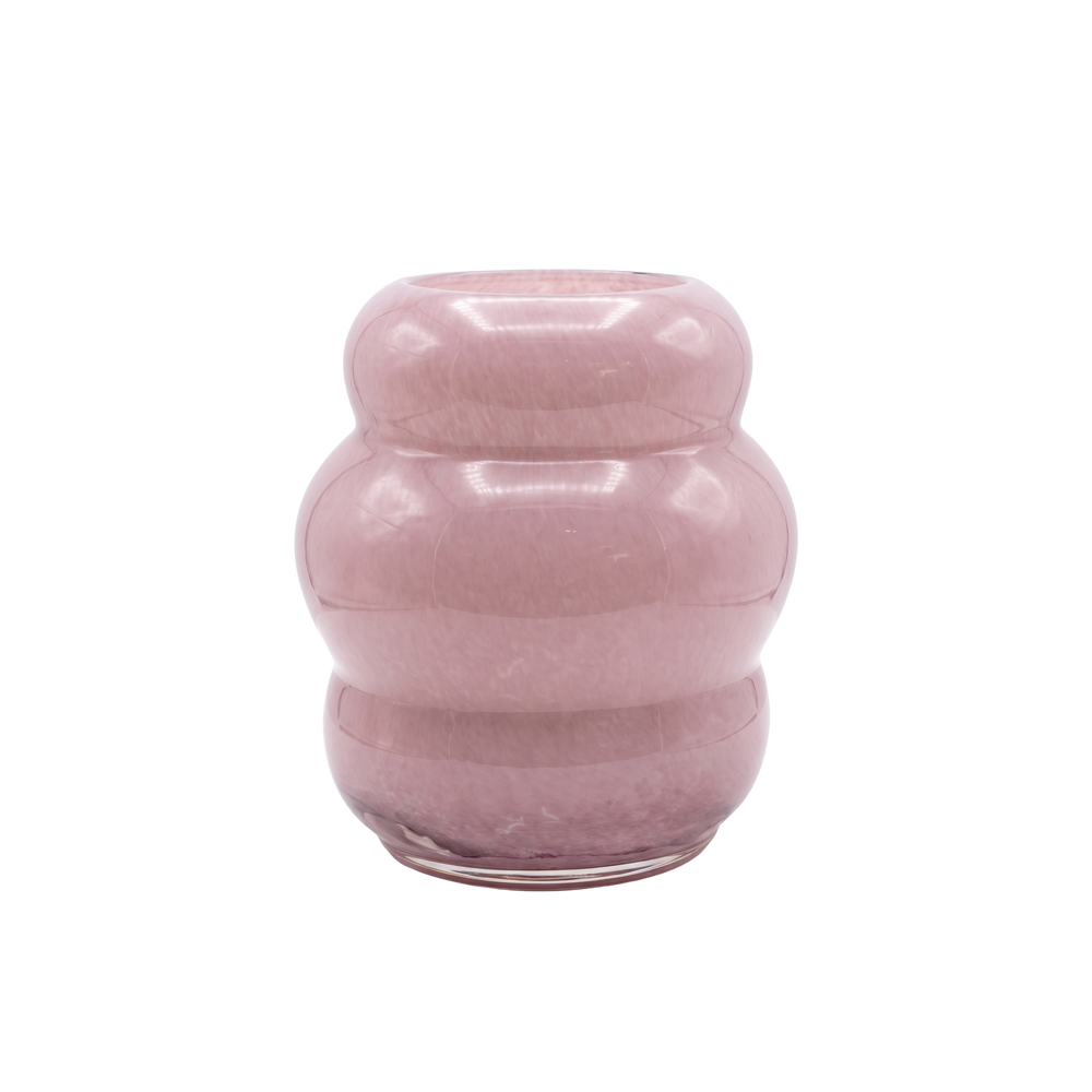 FLORERO VIDRIO ROSADO