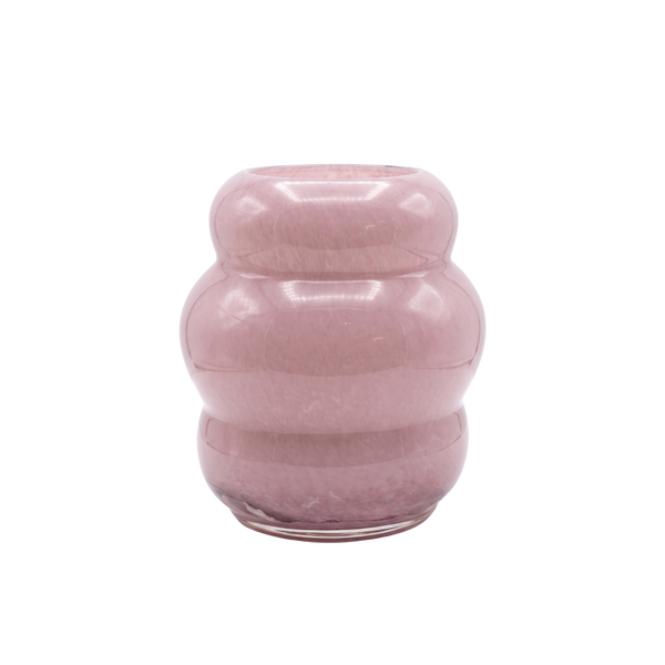 FLORERO VIDRIO ROSADO