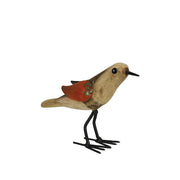 PÁJARO DE MADERA ALAS ROJA