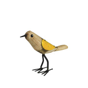 PÁJARO DE MADERA ALAS AMARILLAS
