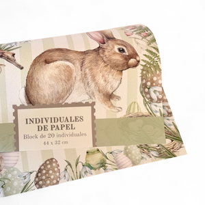 INDIVIDUALES DE  PAPEL PASCUA BOSQUE 🐰