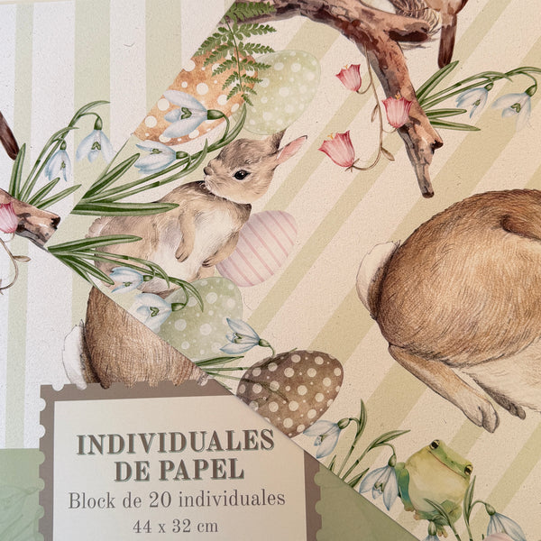 INDIVIDUALES DE  PAPEL PASCUA BOSQUE 🐰