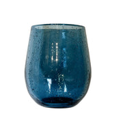 VASO VIDRIO RUSTICO AZUL