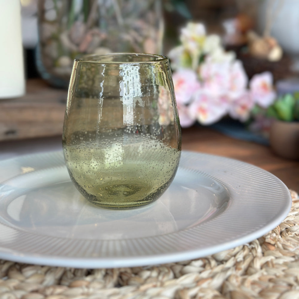 VASO VIDRIO RUSTICO VERDE