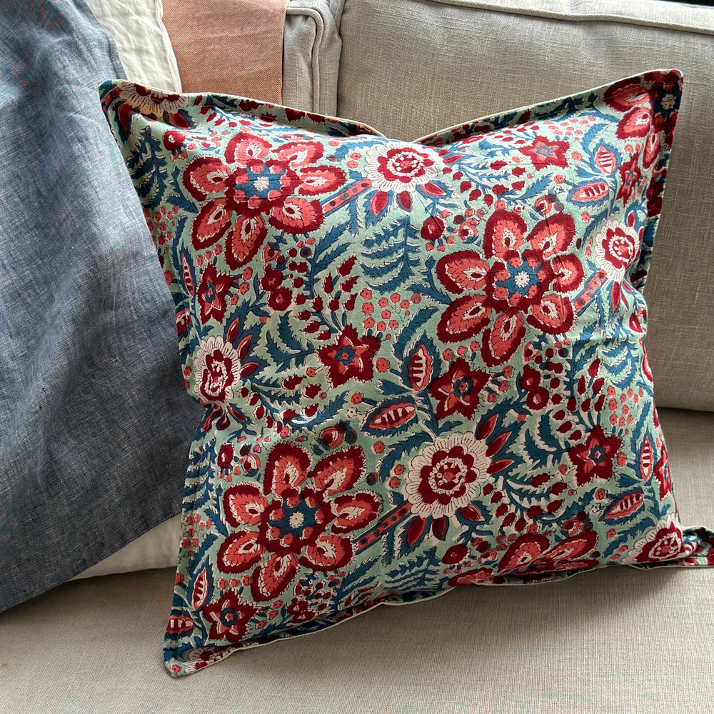 COJIN FLORES TURQUESA