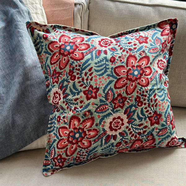 COJIN FLORES TURQUESA