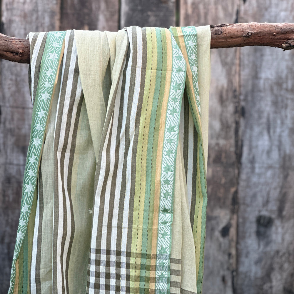 PAÑUELO LARGO DE ALGODÓN  BANDES VERT