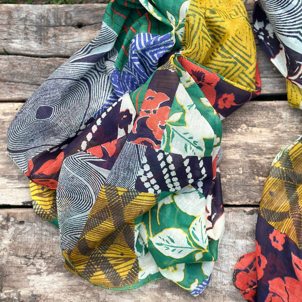 PAÑUELO LARGO DE ALGODÓN  PATCH COLOR