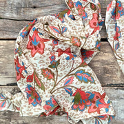 PAÑUELO LARGO DE ALGODÓN  FLEURS MARRON CLAIR