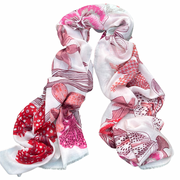 PAÑUELO LARGO DE ALGODÓN  FLEURS EXOTIQUES ROSE