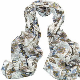 PAÑUELO LARGO DE ALGODÓN  FLEURS VERT