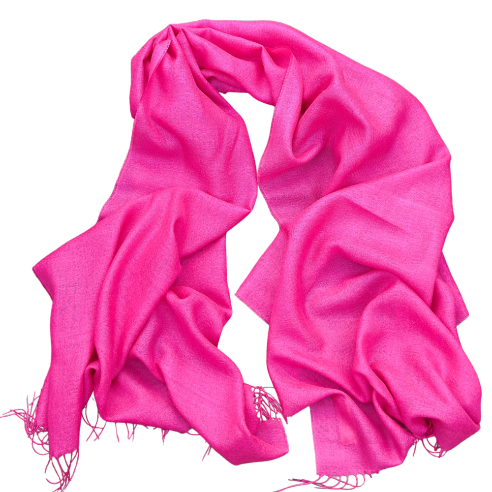 PASHMINA 100% BABY ALPACA Y SEDA COLOR FUCSIA