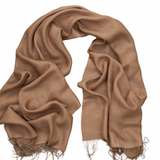 PASHMINA 100% BABY ALPACA Y SEDA COLOR CAFÉ