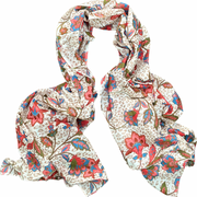 PAÑUELO LARGO DE ALGODÓN  FLEURS MARRON CLAIR