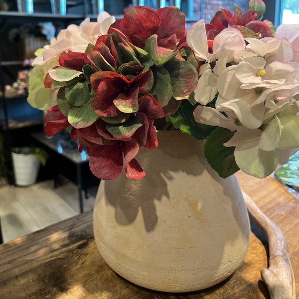 HORTENSIA FUCSIA CON VERDE 33CM