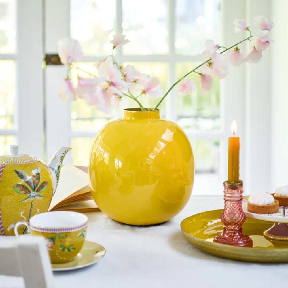 JARRÓN DE METAL AMARILLO 32CM