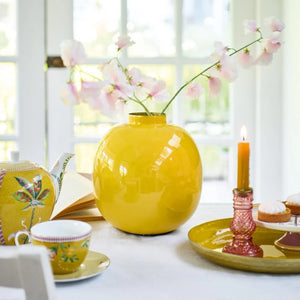 JARRÓN DE METAL AMARILLO 32CM