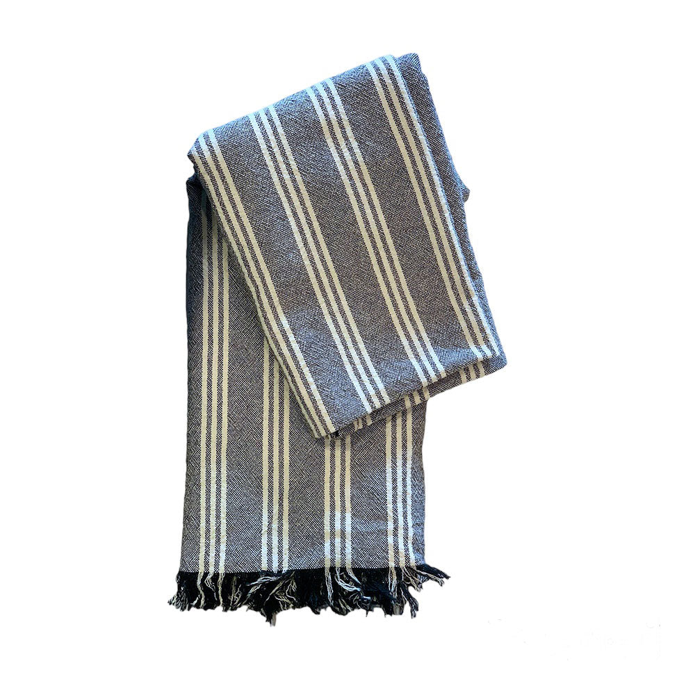 MANTA LINO RAYA RUSTICO 2 PLAZAS GRIS