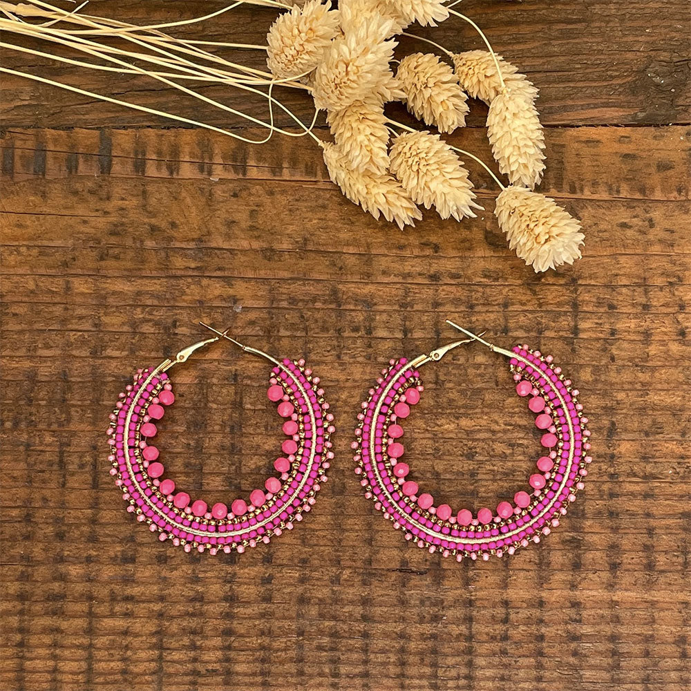 AROS CREOLE PERLES ROSE FONCE