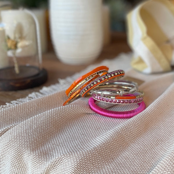 SET BRAZALETES ROSE FONCE