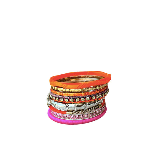 SET BRAZALETES ROSE FONCE