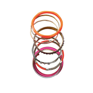 SET BRAZALETES ROSE FONCE