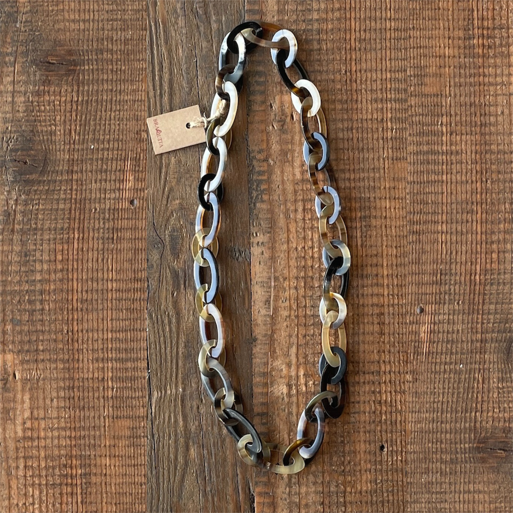 COLLAR ANNEAUX DE CORNE MARRON